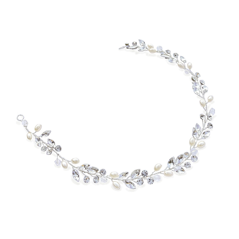 Bohemia crystal and pearl hair vine (silver) - Liberty in Love