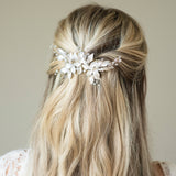 Fairydust crystal and pearl enamelled leafy clip (silver) - Liberty in Love