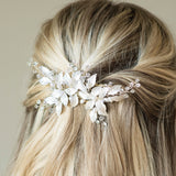 Fairydust crystal and pearl enamelled leafy clip (silver) - Liberty in Love