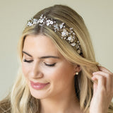 Passion crystal and pearl enamelled hair vine (silver) - Liberty in Love