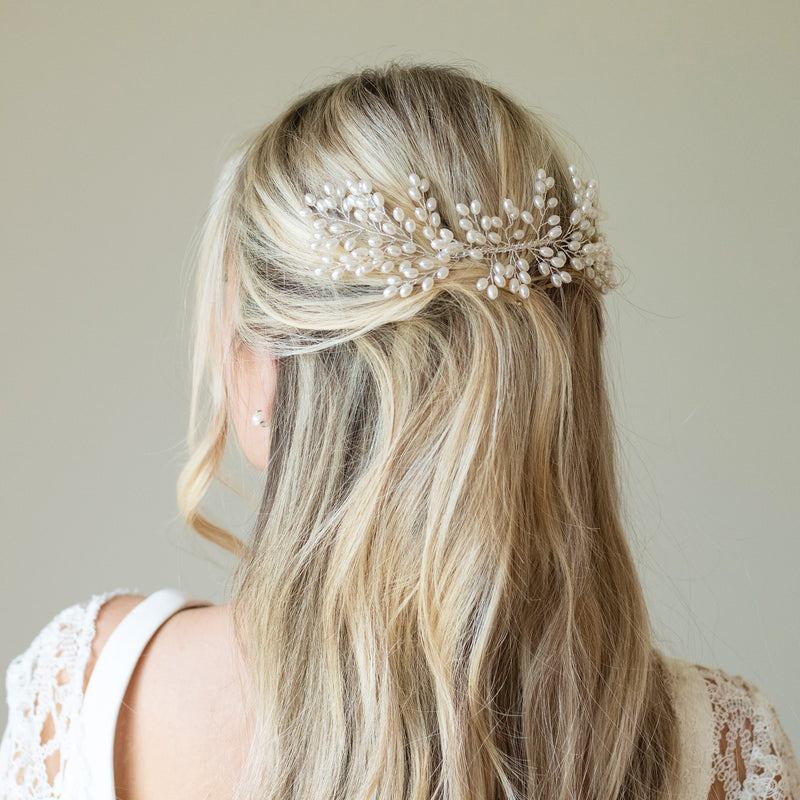 Pearl cascade spray comb (silver) - Liberty in Love