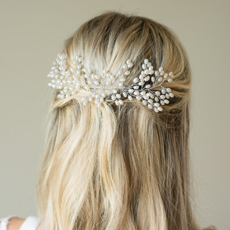 Pearl cascade spray comb (silver) - Liberty in Love