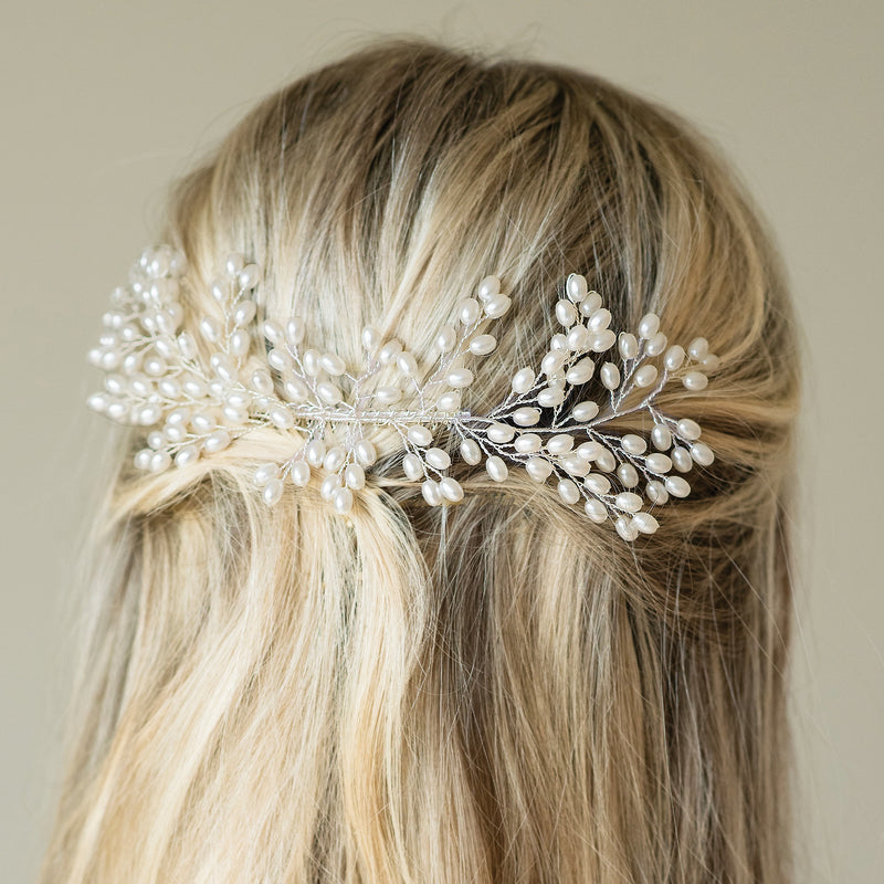 Pearl cascade spray comb (silver) - Liberty in Love