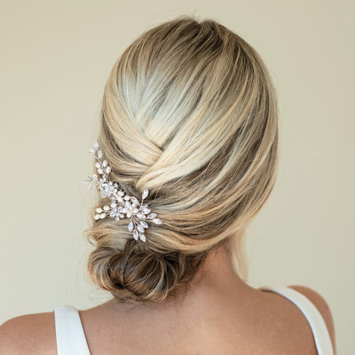 Shimmer crystal and pearl leafy comb - Liberty in Love
