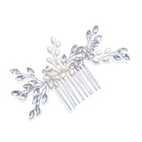 Silver shimmer crystal and pearl leafy comb - Liberty in Love