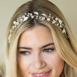Skylark crystal and pearl enamelled hair vine (silver) - Liberty in Love