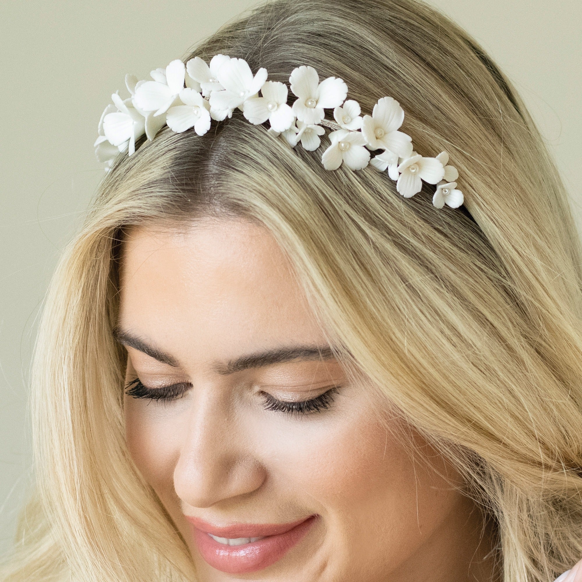 Wildflower ceramic floral garland headband Ivory & Co Liberty in Love