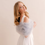 Silver grey feather bridal stole - Liberty in Love