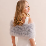 Silver grey feather bridal stole - Liberty in Love