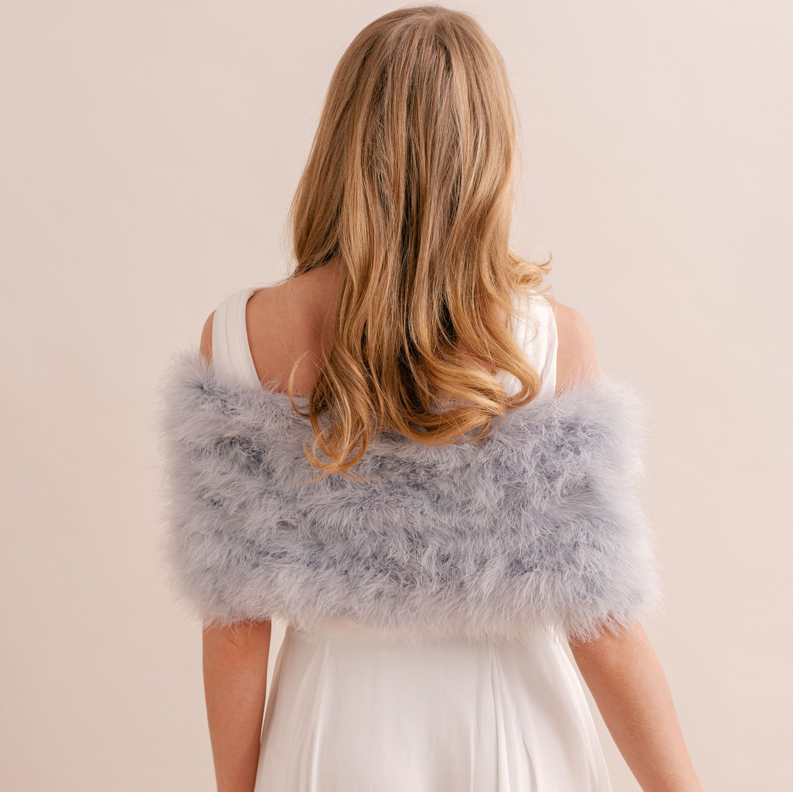 Silver grey feather bridal stole
