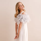 Silver grey ostrich feather bridal stole - Liberty in Love