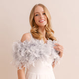 Silver grey ostrich feather bridal stole - Liberty in Love