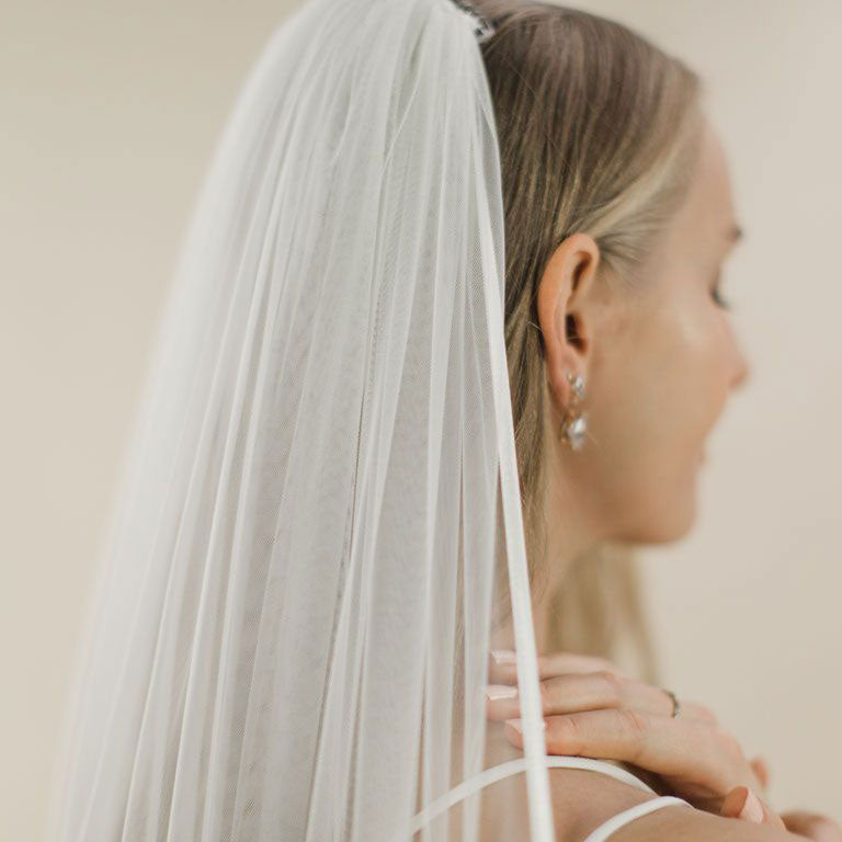 Snapdragon satin edge long wedding veil - Liberty in Love