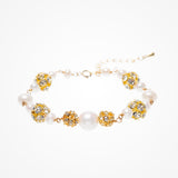 Abigail pearl and diamante bracelet (gold) - Liberty in Love