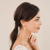 Abigail diamante and pearl drop earrings (gold) - Liberty in Love