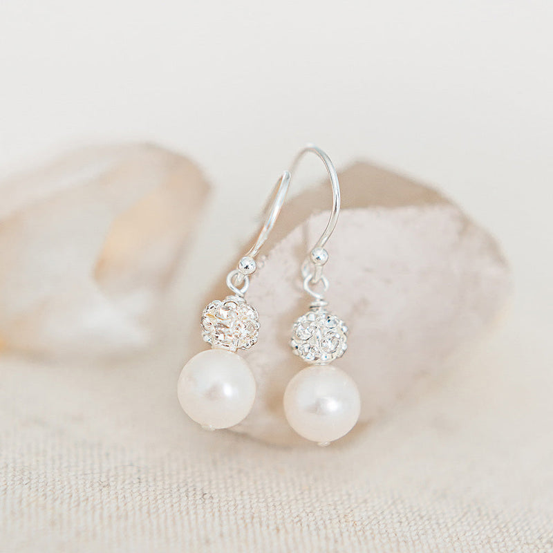 Abigail diamante and pearl earrings and bracelet set (silver) - Liberty in Love