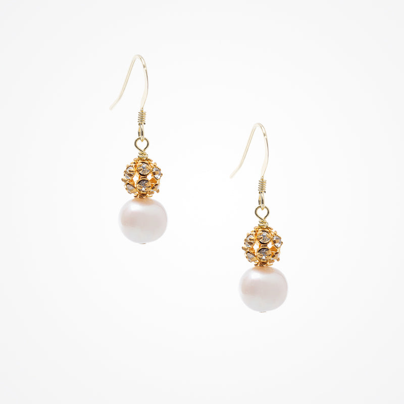 Abigail diamante and pearl drop earrings (gold) - Liberty in Love