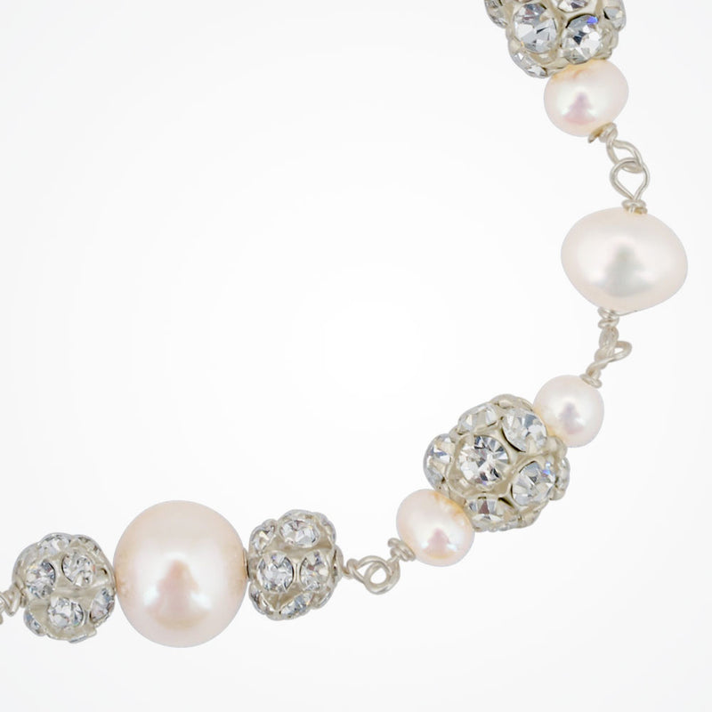 Abigail pearl and diamante bracelet (silver) - Liberty in Love