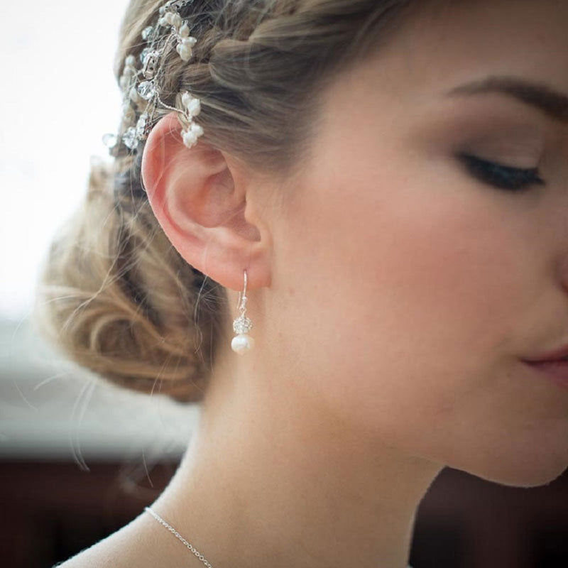 Abigail diamante and pearl earrings and bracelet set (silver) - Liberty in Love