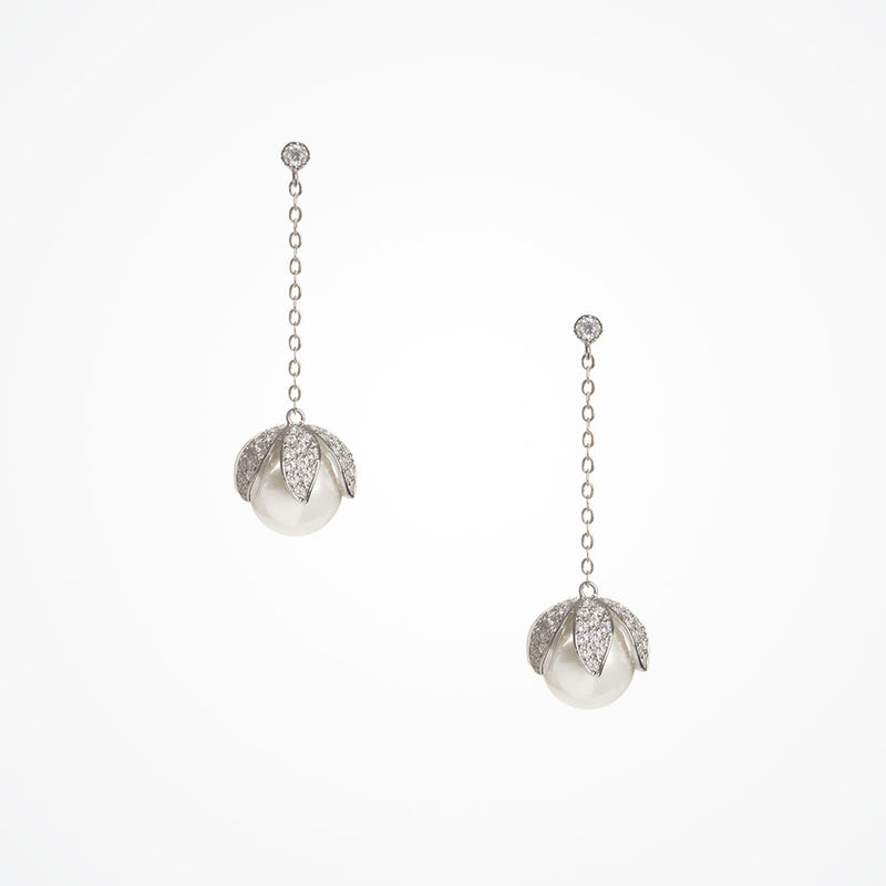 Acacia chained large pearl drop earrings - Liberty in Love