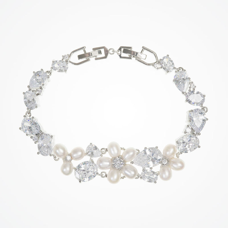 Adeline freshwater pearl floral and crystal bracelet - Liberty in Love