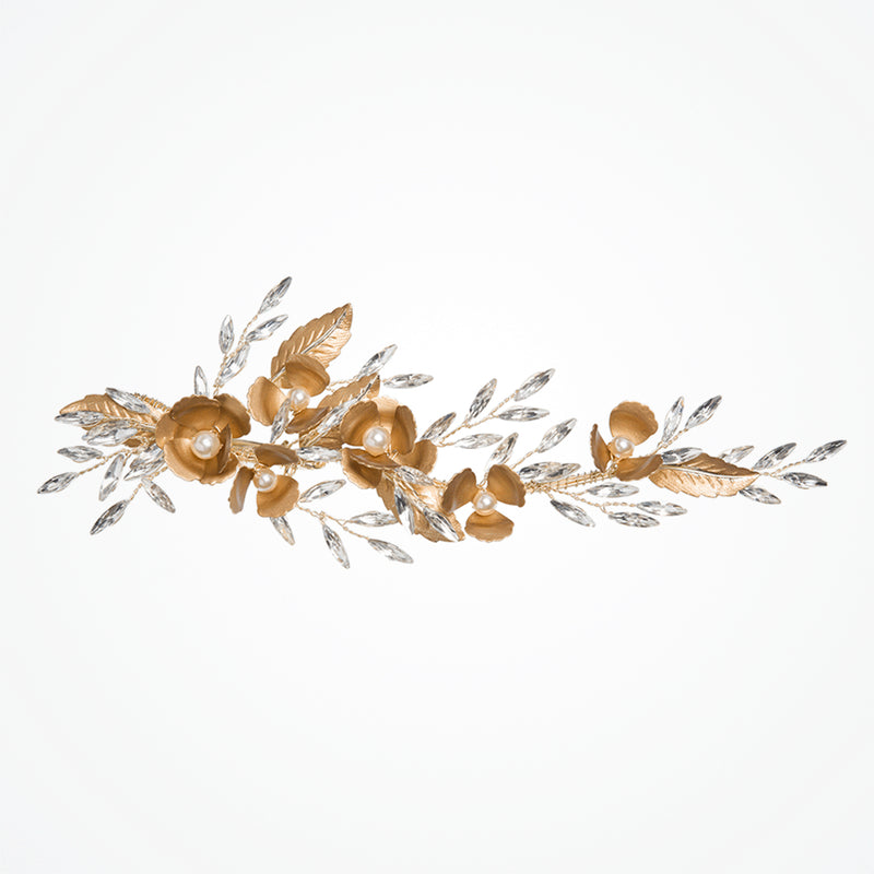 Adonia bronze floral crystal hair clip - Liberty in Love