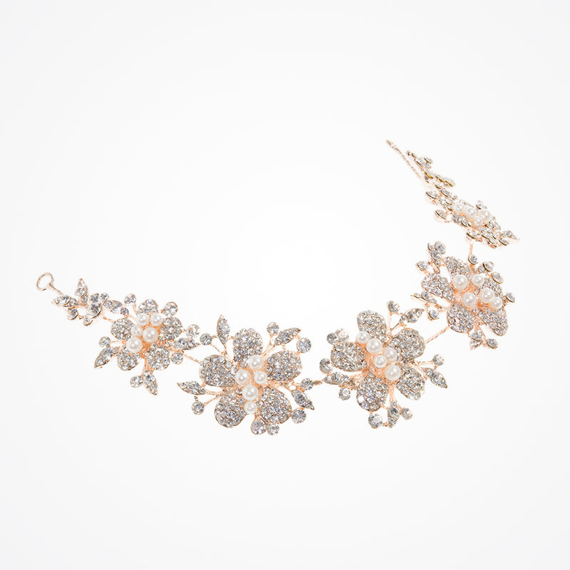 Albany line of pearl centred rose gold blossoms hair vine - Liberty in Love