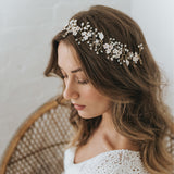 Alessia enamelled blossoms and leaves hair vine (gold) - Liberty in Love