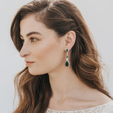 Alexandra bridal statement teardrop earrings (green crystal) - Liberty in Love