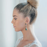Alexandra bridal statement teardrop earrings (green crystal) - Liberty in Love