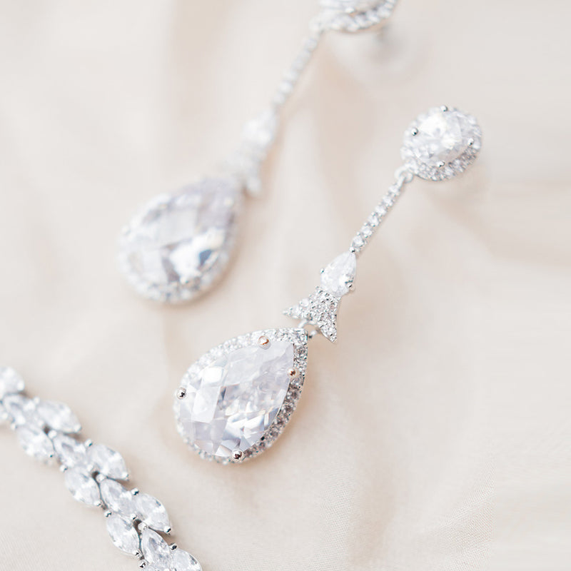 Alexandra bridal statement teardrop earrings - Liberty in Love
