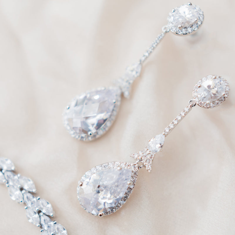 Alexandra bridal statement teardrop earrings - Liberty in Love
