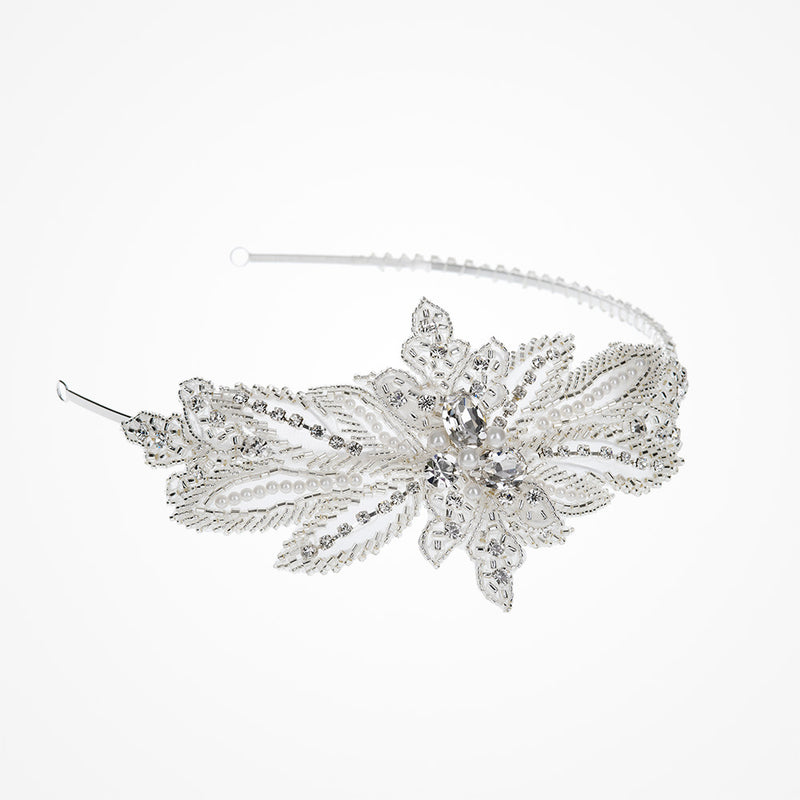 Alicia floral crystal embellished beaded headpiece - Liberty in Love