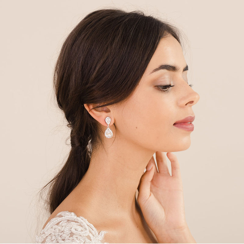 Alma CZ teardrop earrings (silver) - Liberty in Love