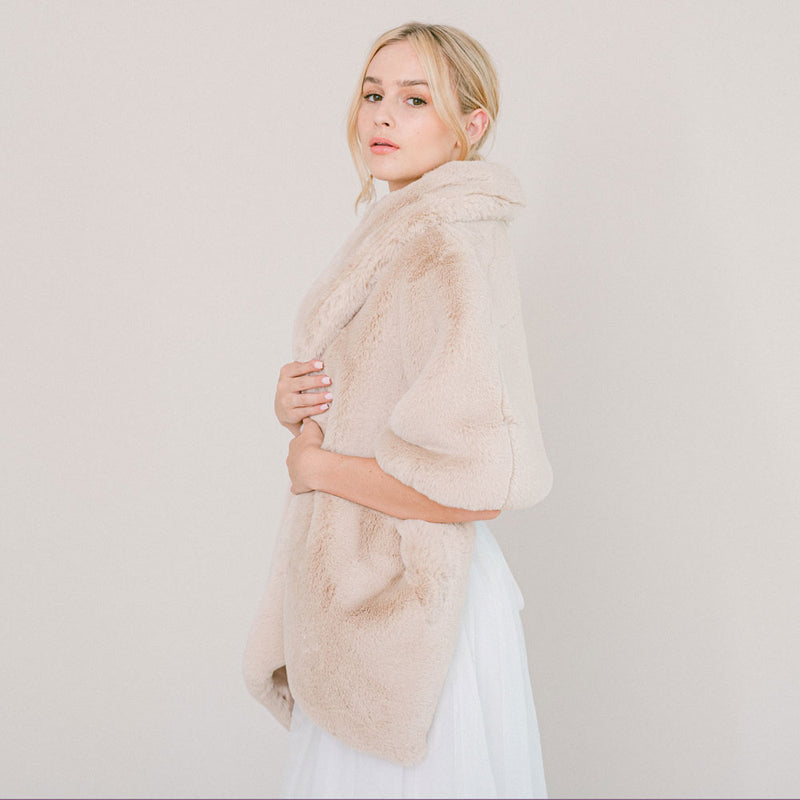 Almond faux fur collared cape - Liberty in Love