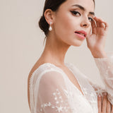 Ambrosia CZ and teardrop pearl earrings (rose gold) - Liberty in Love