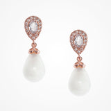 Ambrosia CZ and teardrop pearl earrings (rose gold) - Liberty in Love
