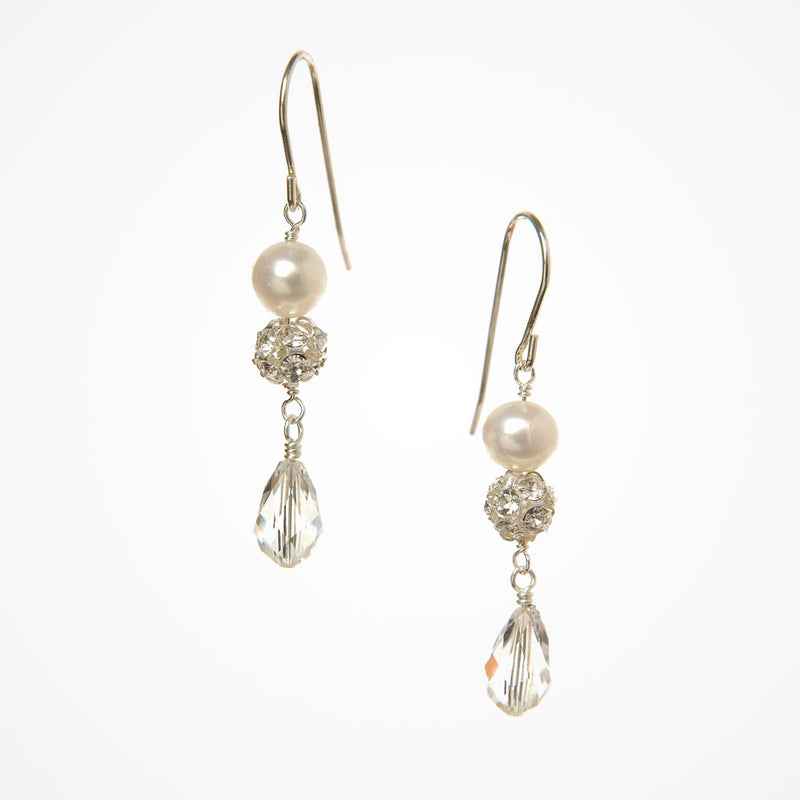 Angel trio crystal and pearl droplet earrings - Liberty in Love