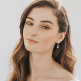 Angelica CZ floral teardrop pearl earrings (silver) - Liberty in Love