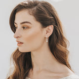 Angelica CZ floral teardrop pearl earrings (silver) - Liberty in Love