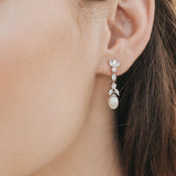 Angelica CZ floral teardrop pearl earrings (silver) - Liberty in Love