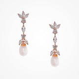 Angelica CZ floral teardrop pearl earrings (rose gold) - Liberty in Love