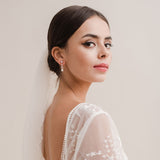 Angelica CZ floral teardrop pearl earrings (rose gold) - Liberty in Love