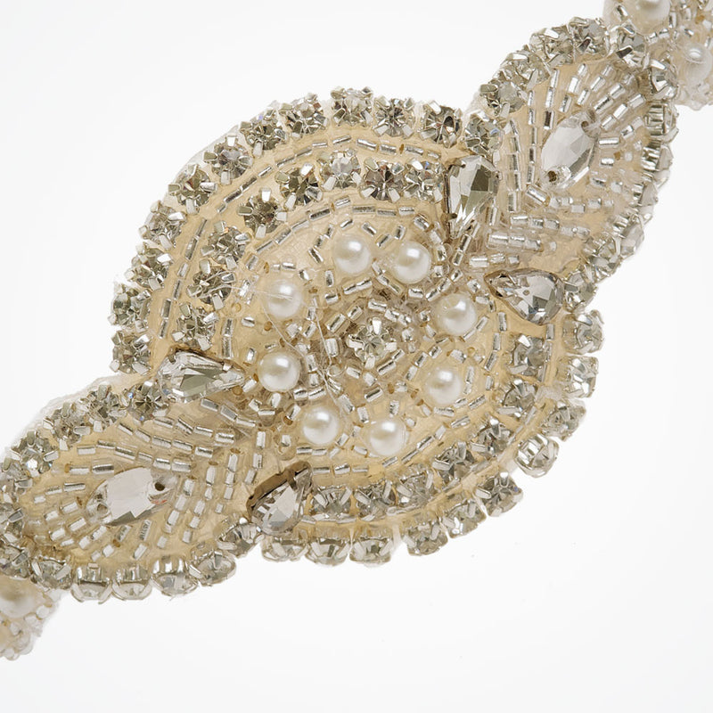 Annabel crystal and pearl beaded motif headpiece - Liberty in Love
