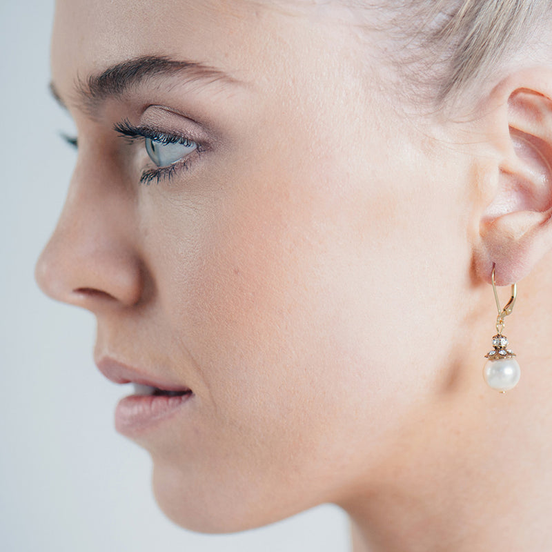 Sukie antique gold pearl drop lever back earrings - Liberty in Love