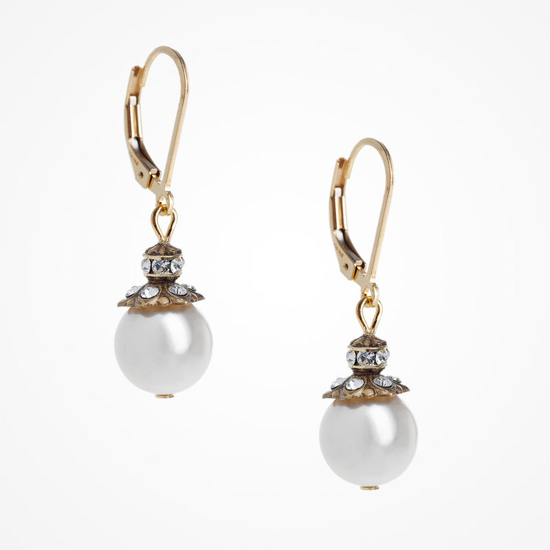 Sukie antique gold pearl drop lever back earrings - Liberty in Love