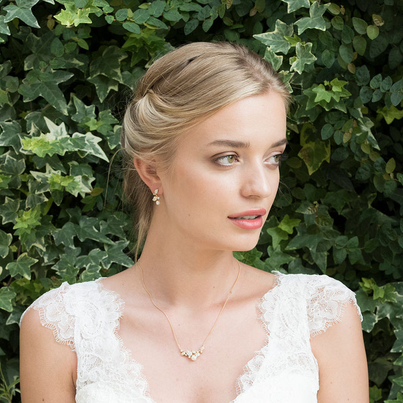 Aphrodite gold pearl and crystal earrings - Liberty in Love