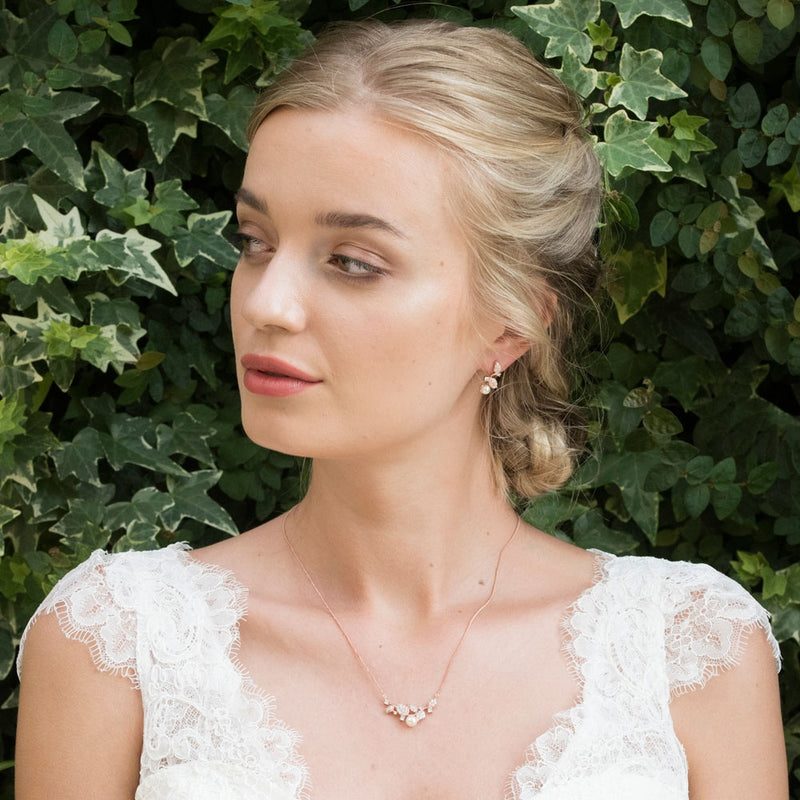 Aphrodite rose gold pearl and crystal earrings - Liberty in Love