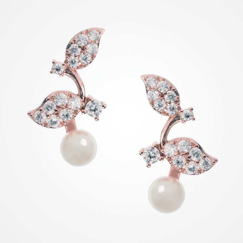 Aphrodite rose gold pearl and crystal earrings - Liberty in Love