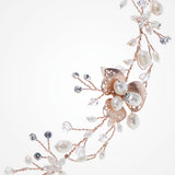April rose gold pearl blossom and crystal sprigs hair vine - Liberty in Love